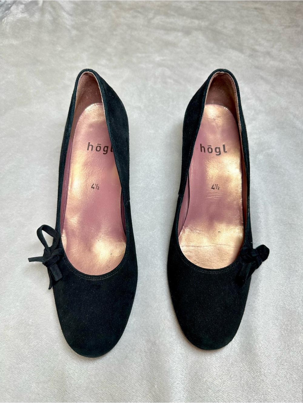 Högl Black Suede Bow Accent Kitten Heels Pumps Size UK 4.5 / US 7 EU 37.5‎